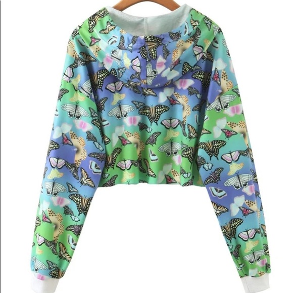 NEW! Butterfly Crop Hoodie - Picture 2 of 3